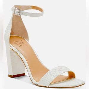 INC Womens White Snake Print Strappy Ankle Strap Square Toe Block Heel